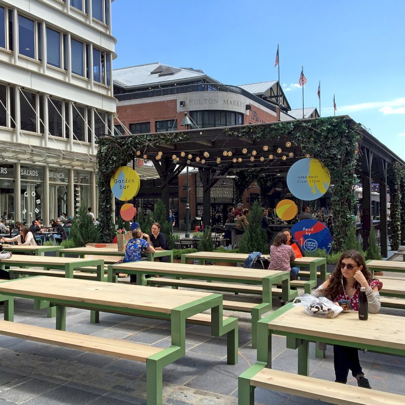 Custom Wooden Pergola (Options: 82' L x 16' W, Douglas-fir, Open Roof with Rafters at 18", with Transparent Rain Guard, 12-Post Anchor Kit, No Ceiling Fan Base, 12' Post Height, Custom Black Paint). This pergola is part of the giant popup beer hall at the Southside Seaport in downtown Manhattan from May to Oct 2017: https://www.timeout.com/newyork/blog/a-giant-pop-up-beer-hall-is-opening-at-south-street-seaport-this-summer-032417 Custom Wooden Pergola (Options: 82' L x 16' W, Douglas-fir, Open Roof with Rafters at 18", with Transparent Rain Guard, 12-Post Anchor Kit, No Ceiling Fan Base, 12' Post Height, Custom Black Paint). This pergola is part of the giant popup beer hall at the Southside Seaport in downtown Manhattan from May to Oct 2017: https://www.timeout.com/newyork/blog/a-giant-pop-up-beer-hall-is-opening-at-south-street-seaport-this-summer-032417