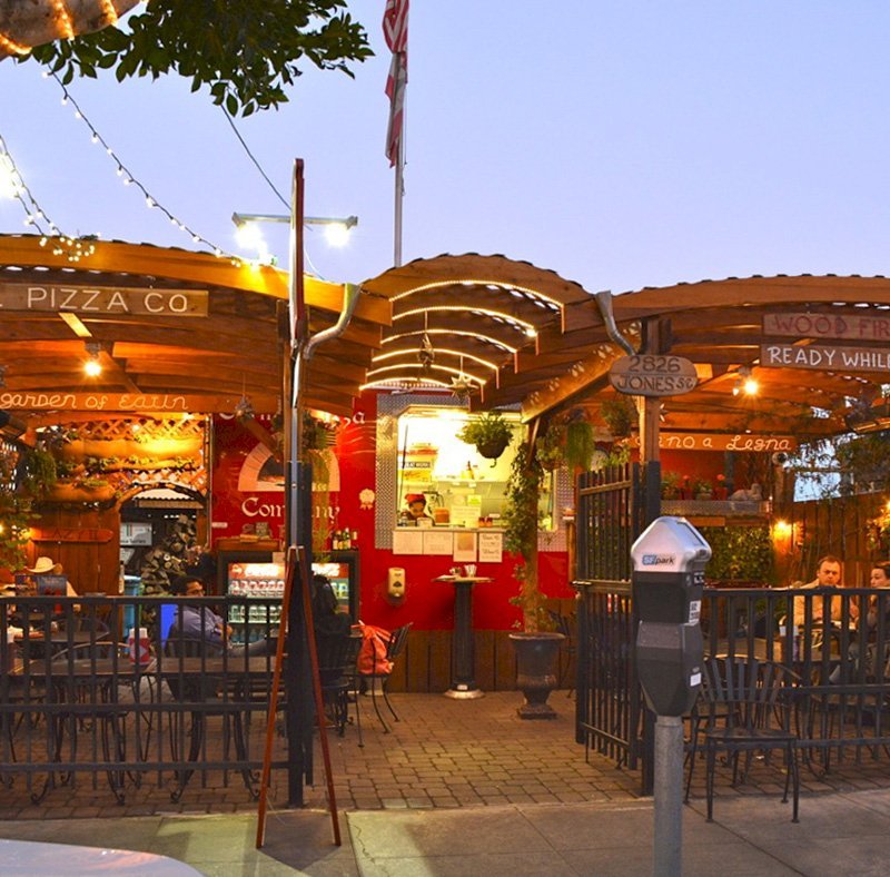 Custom Wooden Pergola (Options: Mature Redwood, Transparent Premium Sealant). Photo Courtesy of Carmel Pizza Company of San Francisco, CA. Custom Wooden Pergola (Options: Mature Redwood, Transparent Premium Sealant). Photo Courtesy of Carmel Pizza Company of San Francisco, CA.