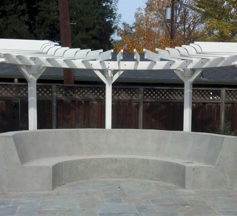 Custom Wooden Pergola (Options: Douglas-fir, Half Circle Design, 3 x 8 Timbers Used for Arc, 2 x 8 Used for Rafters, 9 Posts, Off-White Oil-Based Primer). Custom Wooden Pergola (Options: Douglas-fir, Half Circle Design, 3 x 8 Timbers Used for Arc, 2 x 8 Used for Rafters, 9 Posts, Off-White Oil-Based Primer).