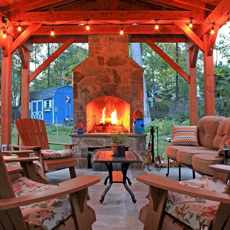 Custom Del Norte Outdoor Kitchen Pavilion (Options: 25' L x 14' W, Douglas-fir, 8-Post Kit for Concrete, 2 Ceiling Fan Base, 2 Electrical Wiring Trim Kits, No Post Decorative Trims, Transparent Premium Sealant). Photo Courtesy of A. Lotwin of Potomac, Maryland. Custom Del Norte Outdoor Kitchen Pavilion (Options: 25' L x 14' W, Douglas-fir, 8-Post Kit for Concrete, 2 Ceiling Fan Base, 2 Electrical Wiring Trim Kits, No Post Decorative Trims, Transparent Premium Sealant). Photo Courtesy of A. Lotwin of Potomac, Maryland.