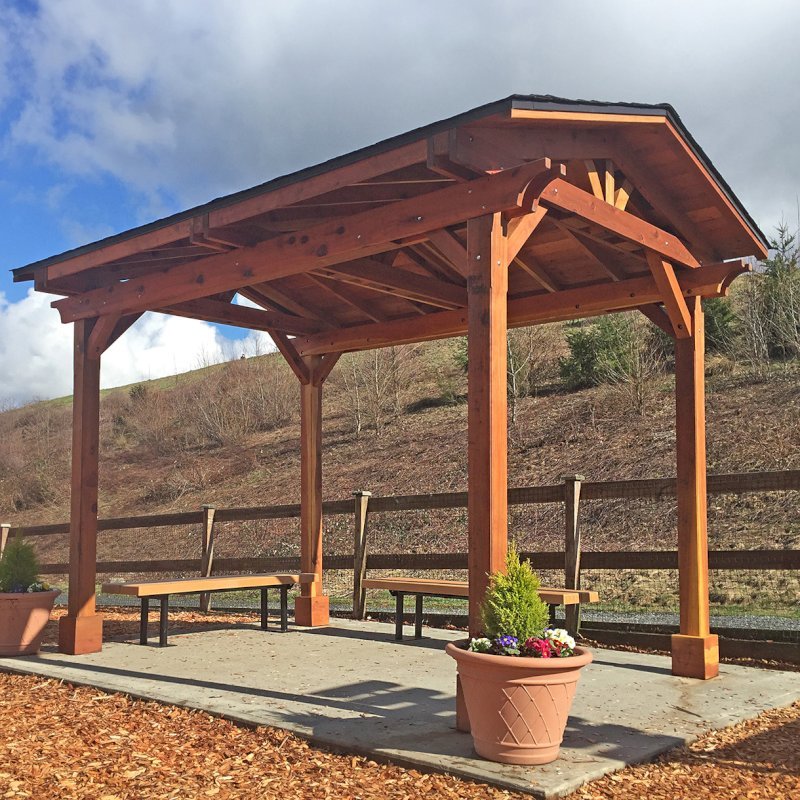 Del Norte Outdoor Kitchen Pavilion (Options: 14' L x 10' W, California Redwood, 4-Post Kit for Gale-Wind, No Ceiling Fan Base, Transparent Premium Sealant). Photo Courtesy of J. Dorsey of Issaquah, WA. Del Norte Outdoor Kitchen Pavilion (Options: 14' L x 10' W, California Redwood, 4-Post Kit for Gale-Wind, No Ceiling Fan Base, Transparent Premium Sealant). Photo Courtesy of J. Dorsey of Issaquah, WA.