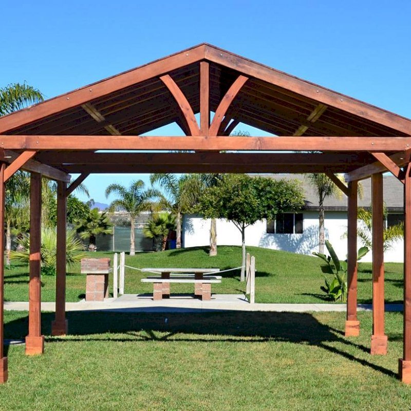 Del Norte Outdoor Kitchen Pavilion (Options: 22' L x 22' W, California Redwood, Unattached, 6 Post Anchor Kit for Stone, Brick or Concrete, No Electrical Wiring, 9 ft Post Height, No Ceiling Fan Base, No Privacy Panels, No Curtain Rods,Transparent Sealant). Photo Courtesy of El Laurel Resort of Baja, Mexico. Del Norte Outdoor Kitchen Pavilion (Options: 22' L x 22' W, California Redwood, Unattached, 6 Post Anchor Kit for Stone, Brick or Concrete, No Electrical Wiring, 9 ft Post Height, No Ceiling Fan Base, No Privacy Panels, No Curtain Rods,Transparent Sealant). Photo Courtesy of El Laurel Resort of Baja, Mexico.
