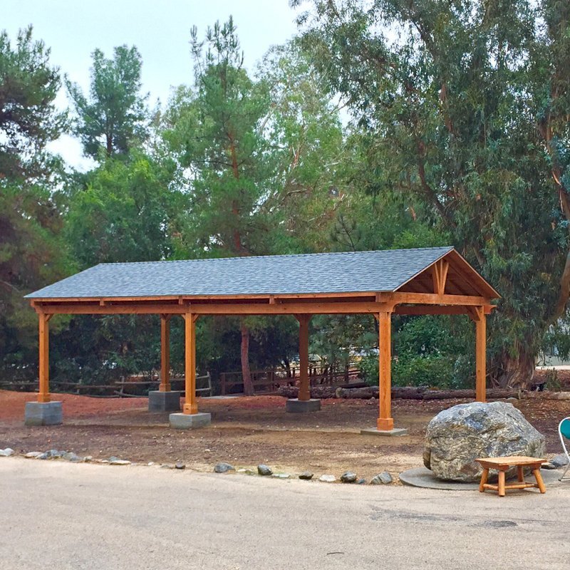Del Norte Outdoor Kitchen Pavilion (Options: 40' L x 20' W, Douglas-fir, 6-Post Kit for Gale-Wind, With 2 Ceiling Fan Base, Electrical Wiring Trim Kit for 1 Post, Transparent Premium Sealant). Installed in Jewish Big Brothers and Sisters Campground in Glendale, CA. Del Norte Outdoor Kitchen Pavilion (Options: 40' L x 20' W, Douglas-fir, 6-Post Kit for Gale-Wind, With 2 Ceiling Fan Base, Electrical Wiring Trim Kit for 1 Post, Transparent Premium Sealant). Installed in Jewish Big Brothers and Sisters Campground in Glendale, CA.