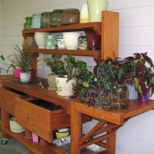 Redwood Potting Bench Custom Outdoor Wood Bench