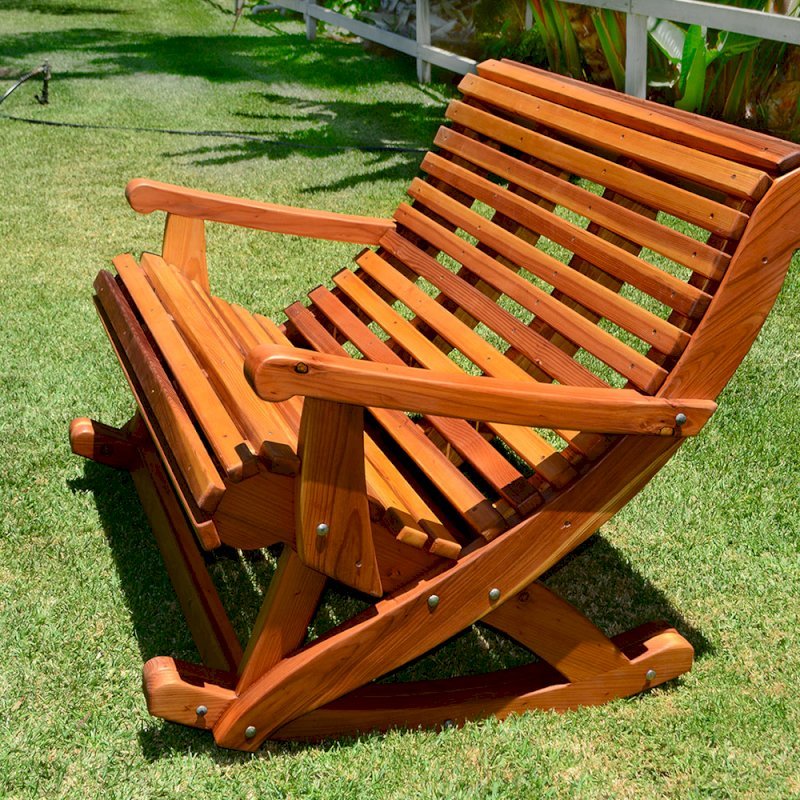 Ensenada Rocking Bench (Options: 4 ft L, California Redwood, No cushion, No Engraving, Transparent Premium Sealant). Ensenada Rocking Bench (Options: 4 ft L, California Redwood, No cushion, No Engraving, Transparent Premium Sealant).
