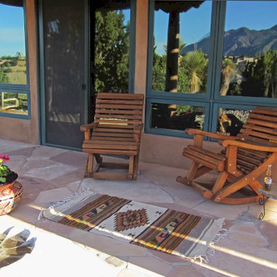 Ensenada Wooden Rocking Chair (Options: Standard Width, Old-Growth Redwood, No Cushion,Transparent Premium Sealant). Photo Courtesy of Alwyn VanderWalt.