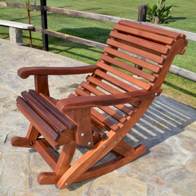Ensenada Wooden Rocking Chair (Options: Standard Width, Old-Growth Redwood, No Cushion,Transparent Premium Sealant).