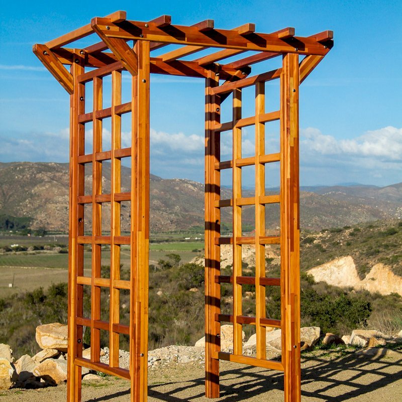Entryway Arbor (Options: 57 1/2" W, 32" D, Mosaic Eco-Wood, 4-Post Archor Kit for Stone, Brick or Concrete, Transparent Premium Sealant). Customized measures by customer request. Entryway Arbor (Options: 57 1/2" W, 32" D, Mosaic Eco-Wood, 4-Post Archor Kit for Stone, Brick or Concrete, Transparent Premium Sealant). Customized measures by customer request.