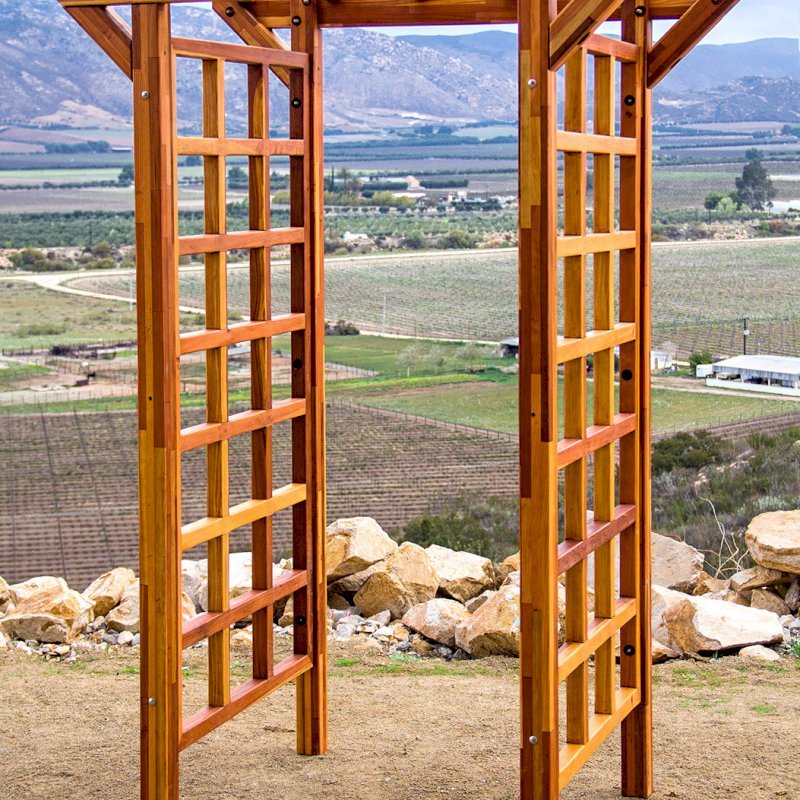 Entryway Arbor (Options: 57 1/2" W, 32" D, Mosaic Eco-Wood, 4-Post Archor Kit for Stone, Brick or Concrete, Transparent Premium Sealant). Customized measures by customer request. Entryway Arbor (Options: 57 1/2" W, 32" D, Mosaic Eco-Wood, 4-Post Archor Kit for Stone, Brick or Concrete, Transparent Premium Sealant). Customized measures by customer request.