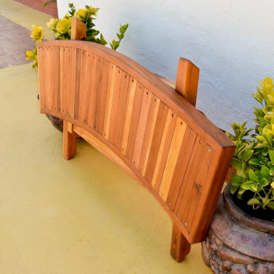 Folding Arc Wood Bench (Options: 52 inches, California Redwood, Transparent Premium Sealant). 