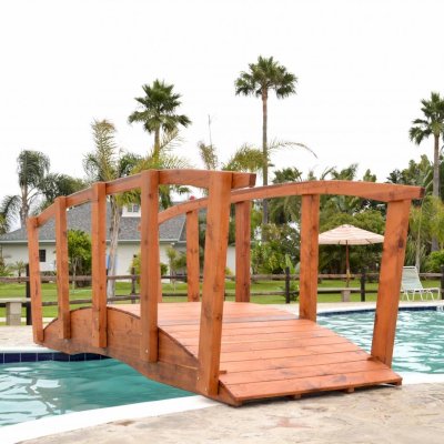 Forever Foot Bridge (Options: 12' L, Mature Redwood, Transparent Premium Sealant).