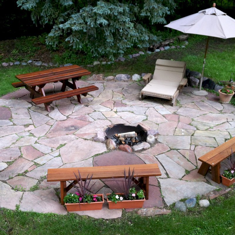 Forever Picnic Tables (Attached Benches) (Options: 6' L, 34 1/2" W, Side Benches, Old-Growth Redwood, Standard Tabletop, Rounded Corners, Umbrella Hole, Transparent Premium Sealant). Photo Courtesy of M. Wolf of Golden Valley, Minnesota. Forever Picnic Tables (Attached Benches) (Options: 6' L, 34 1/2" W, Side Benches, Old-Growth Redwood, Standard Tabletop, Rounded Corners, Umbrella Hole, Transparent Premium Sealant). Photo Courtesy of M. Wolf of Golden Valley, Minnesota.