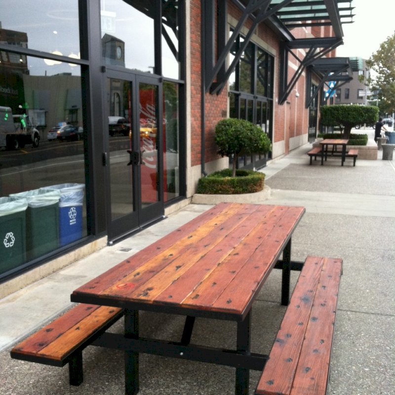 Photo shows custom "Beer Hall" steel framed table manufactured for the Zynga Corporation headquarters in San Francisco, CA. Yes, if you have a custom design in mind, let us know. We can do it for you! Note: Client requested battered and extreme rustic finish to table... Photo shows custom "Beer Hall" steel framed table manufactured for the Zynga Corporation headquarters in San Francisco, CA. Yes, if you have a custom design in mind, let us know. We can do it for you! Note: Client requested battered and extreme rustic finish to table...