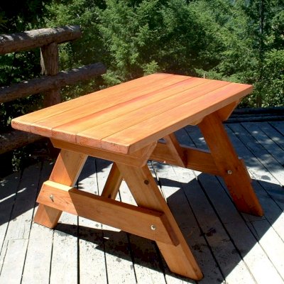 Forever Picnic Tables (Unattached Benches) (Options: 4.5' L, 28 ¾in W, No Seating, Douglas-fir, Standard Tabletop, Slightly Rounded Corners, No Umbrella Hole, Transparent Premium Sealant).