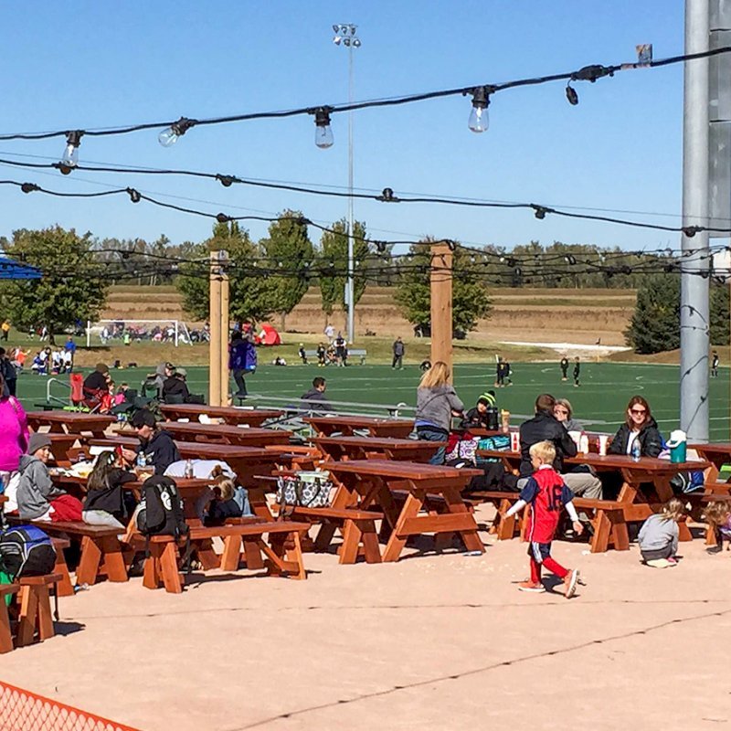 Forever Picnic Tables (Unattached Benches) (Options: 8' & 5' L, 28 3/4" W, Side Benches, Old-Growth Redwood, 1 Full Length Side Bench Per Side, Standard Tabletop, Squared Corners, No Umbrella Hole, Transparent Premium Sealant). Photo Courtesy of Sportport International of Maryland Heights, Missouri. Forever Picnic Tables (Unattached Benches) (Options: 8' & 5' L, 28 3/4" W, Side Benches, Old-Growth Redwood, 1 Full Length Side Bench Per Side, Standard Tabletop, Squared Corners, No Umbrella Hole, Transparent Premium Sealant). Photo Courtesy of Sportport International of Maryland Heights, Missouri.