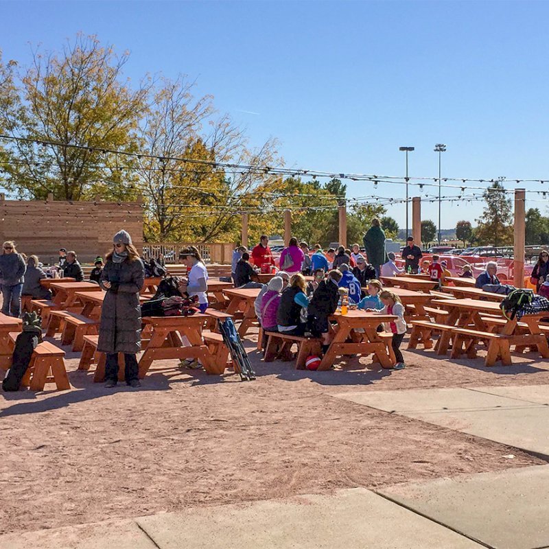 Forever Picnic Tables (Unattached Benches) (Options: 8' & 5' L, 28 3/4" W, Side Benches, Old-Growth Redwood, 1 Full Length Side Bench Per Side, Standard Tabletop, Squared Corners, No Umbrella Hole, Transparent Premium Sealant). Photo Courtesy of Sportport International of Maryland Heights, Missouri. Forever Picnic Tables (Unattached Benches) (Options: 8' & 5' L, 28 3/4" W, Side Benches, Old-Growth Redwood, 1 Full Length Side Bench Per Side, Standard Tabletop, Squared Corners, No Umbrella Hole, Transparent Premium Sealant). Photo Courtesy of Sportport International of Maryland Heights, Missouri.