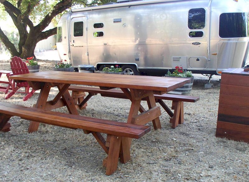 Forever Picnic Tables (Unattached Benches) (Options: 8' L, 34 ½" W, Side Benches, Old-Growth Redwood, 1 Full Length Side Benches Per Side, Standard Tabletop, Squared Corners, No Umbrella Hole, Transparent Premium Sealant). Forever Picnic Tables (Unattached Benches) (Options: 8' L, 34 ½" W, Side Benches, Old-Growth Redwood, 1 Full Length Side Benches Per Side, Standard Tabletop, Squared Corners, No Umbrella Hole, Transparent Premium Sealant).