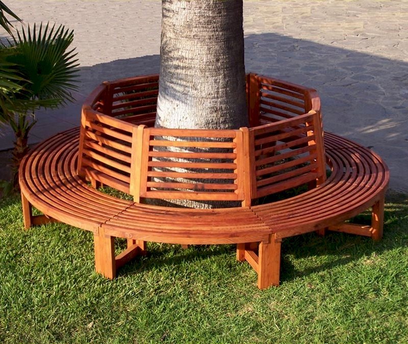 Outdoor Wood Tree Bench Forever Redwood