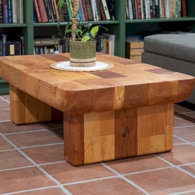 Fred & Wilma's Favorite Coffee Table (Options: 48"L x 31" W, Mixed of California Redwood and Douglas Fir, Transparent Premium Sealant).