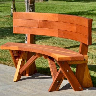 Fullback Arc Wood Picnic Bench (Options: 49 1/2 inches, California Redwood, No Engraving, Transparent Premium Sealant). 