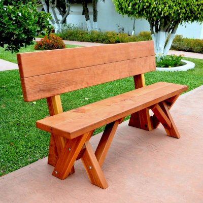 Fullback Wood Picnic Bench (Options: 5 ft, Mature Redwood, No Cushion, No Engraving, Transparent Premium Sealant).