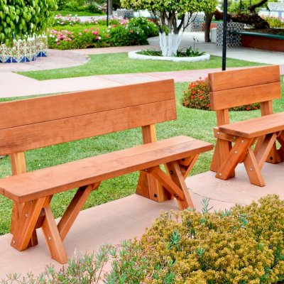 Fullback Wood Picnic Bench (Options: 3 ft and 5 ft, Mature Redwood, No Cushion, No Engraving, Transparent Premium Sealant).