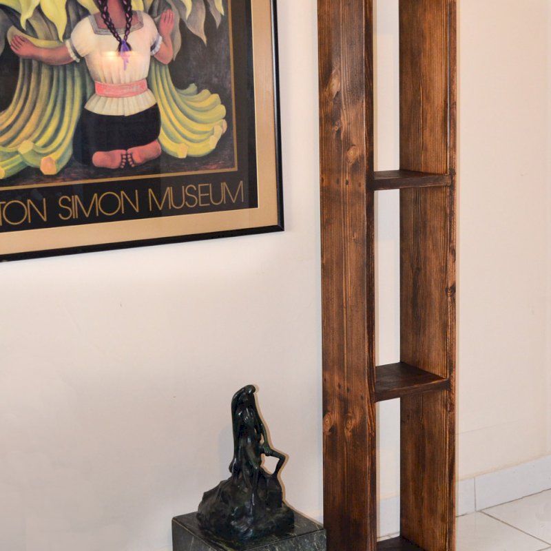 Greg's Bookcase (Options: 60"H x 12"W x 8"D, Douglas-fir, 4 Shelves, Open Back, Coffee-Stain Premium Sealant). Greg's Bookcase (Options: 60"H x 12"W x 8"D, Douglas-fir, 4 Shelves, Open Back, Coffee-Stain Premium Sealant).