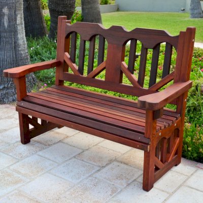 Heart Redwood Bench (Options: 4 ft, Old-Growth Redwood, No Cushion, No Engraving, Transparent Premium Sealant). 