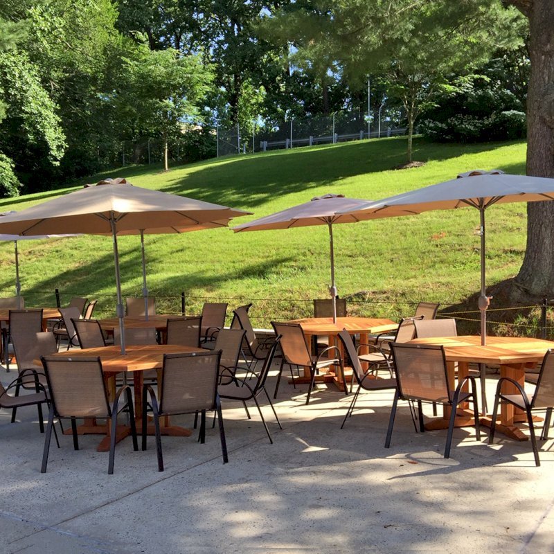 Helen's Octagonal Terrace Tables (Options: 5 ft, No Seating, California Redwood, Standard Tabletop, Rounded Corners, Umbrella Hole, Transparent Premium Sealant). Photo Courtesy of D. Flanigan of Silver Spring, Maryland. Helen's Octagonal Terrace Tables (Options: 5 ft, No Seating, California Redwood, Standard Tabletop, Rounded Corners, Umbrella Hole, Transparent Premium Sealant). Photo Courtesy of D. Flanigan of Silver Spring, Maryland.