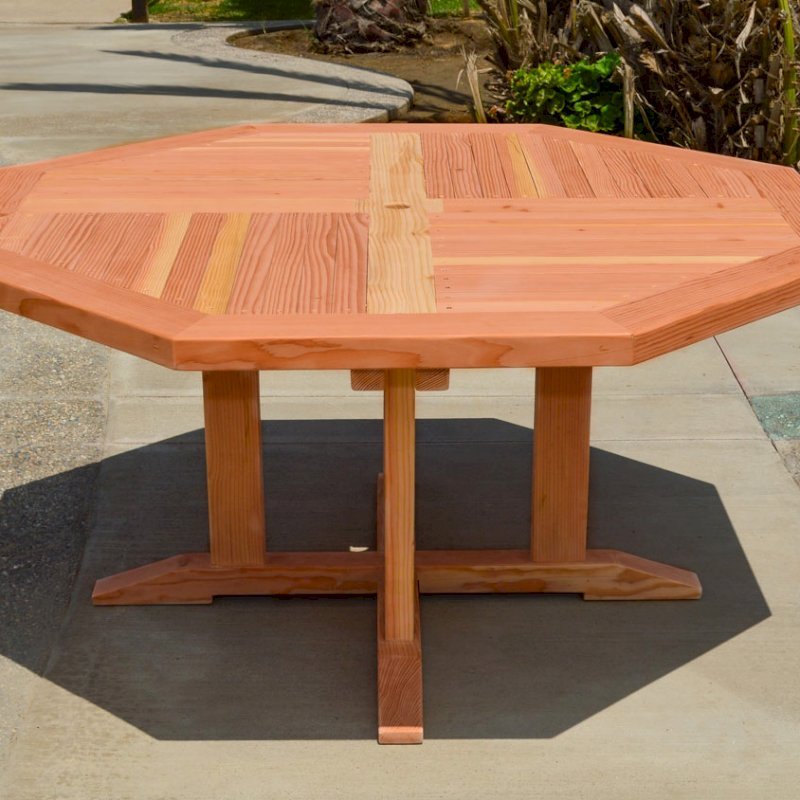 Helen's Octagonal Terrace Table (Options: 4 1/2 ft, No Seating, Douglas-fir, Standard Tabletop, Rounded Corners, Umbrella Hole, Transparent Premium Sealant). Helen's Octagonal Terrace Table (Options: 4 1/2 ft, No Seating, Douglas-fir, Standard Tabletop, Rounded Corners, Umbrella Hole, Transparent Premium Sealant).