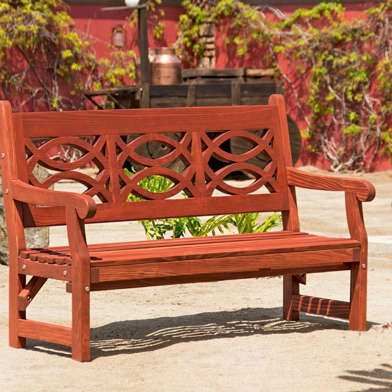 Hennell Wooden Garden Bench (Options: 6 ft, California Redwood, No Cushion, No Engraving, Coffee-Stain Premium Sealant). Photo Courtesy of J. Siegel of Agoura Hills, California. Hennell Wooden Garden Bench (Options: 6 ft, California Redwood, No Cushion, No Engraving, Coffee-Stain Premium Sealant). Photo Courtesy of J. Siegel of Agoura Hills, California.