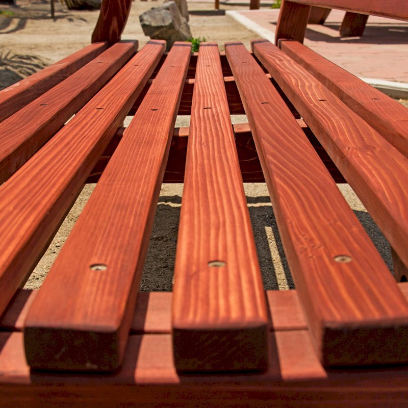 Hennell Wooden Garden Bench (Options: 6 ft, California Redwood, No Cushion, No Engraving, Coffee-Stain Premium Sealant). Photo Courtesy of J. Siegel of Agoura Hills, California. Hennell Wooden Garden Bench (Options: 6 ft, California Redwood, No Cushion, No Engraving, Coffee-Stain Premium Sealant). Photo Courtesy of J. Siegel of Agoura Hills, California.