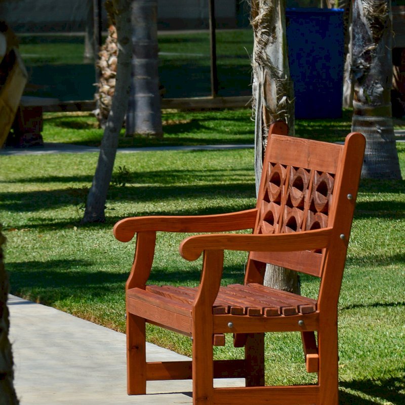 Hennell Wooden Garden Bench (Options: 5 ft, Old-Growth Redwood, No Cushion, No Engraving, Transparent Premium Sealant). Hennell Wooden Garden Bench (Options: 5 ft, Old-Growth Redwood, No Cushion, No Engraving, Transparent Premium Sealant).