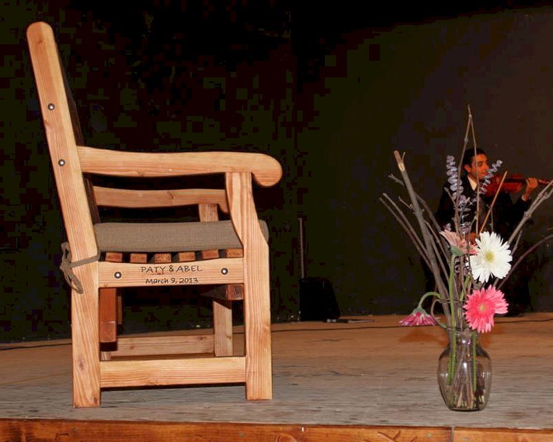 Wedding at the Barn. Hennell Wooden Garden Bench (Options: 4 ft, Douglas-fir, Custom Cushion, Custom Engraving, Transparent Premium Sealant). Photo Courtesy of Paty & Abel Jimenez of Baja, Mexico. Wedding at the Barn. Hennell Wooden Garden Bench (Options: 4 ft, Douglas-fir, Custom Cushion, Custom Engraving, Transparent Premium Sealant). Photo Courtesy of Paty & Abel Jimenez of Baja, Mexico.