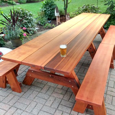 Large Wooden Picnic Table Custom Wood, What Size Is A Typical Picnic Table