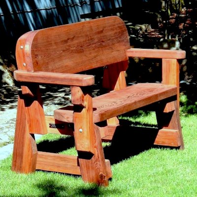 Heritage Redwood Bench (Options: 4 ft, No Cushion, No Engraving, Transparent Premium Sealant).