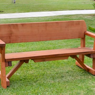 Heritage Redwood Bench (Options: 5 ft, No Cushion, No Engraving, Transparent Premium Sealant).