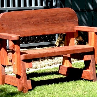 Heritage Redwood Bench (Options: 4 ft, No Cushion, No Engraving, Transparent Premium Sealant).