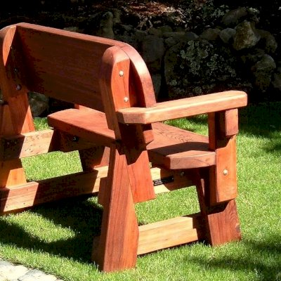 Heritage Redwood Bench (Options: 4 ft, No Cushion, No Engraving, Transparent Premium Sealant).