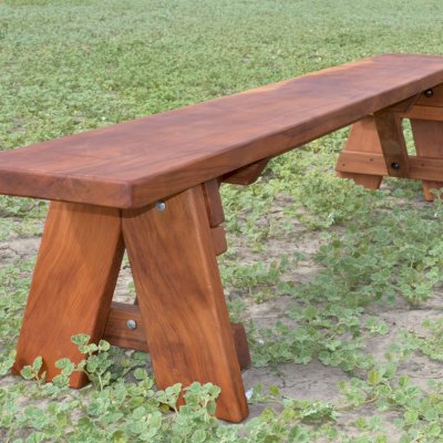Heritage Wooden Picnic Bench (Options: 8 ft, 17 1/2" H, Forever Style Bench, Slightly Rounded Corners, No Engraving, Transparent Premium Sealant).