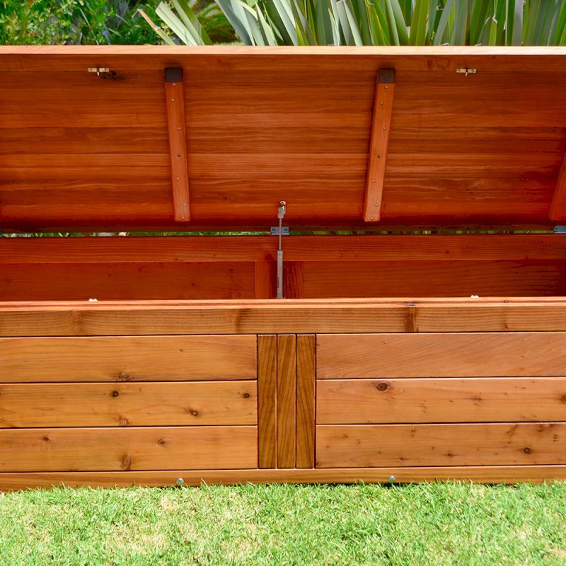 Holbrook Storage Bench (Options: 72 x 24 x 20, Mature Redwood, No Cushion, No Engraving, Transparent Premium Sealant). Holbrook Storage Bench (Options: 72 x 24 x 20, Mature Redwood, No Cushion, No Engraving, Transparent Premium Sealant).