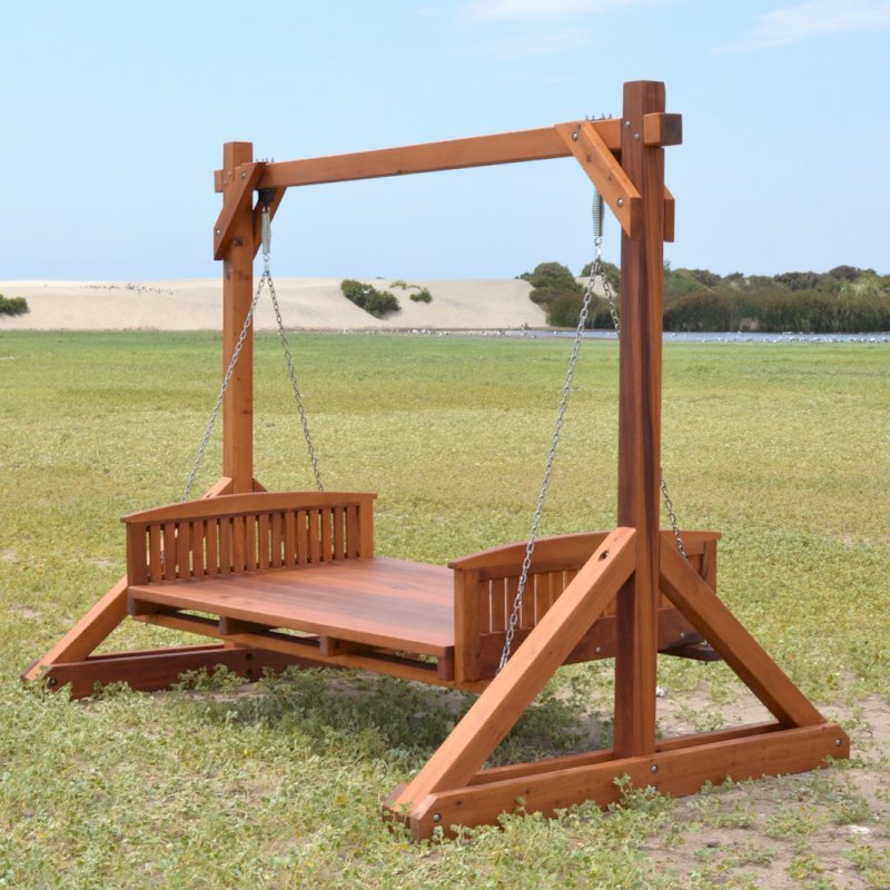 Jhoola Day Bed Swing Sets (Options: 6' L, 48" W, Include Frame without Roof, California Redwood, Add 2 Railings (North and South), Jhoola Style, No Cushion, Transparent Premium Sealant). Jhoola Day Bed Swing Sets (Options: 6' L, 48" W, Include Frame without Roof, California Redwood, Add 2 Railings (North and South), Jhoola Style, No Cushion, Transparent Premium Sealant).