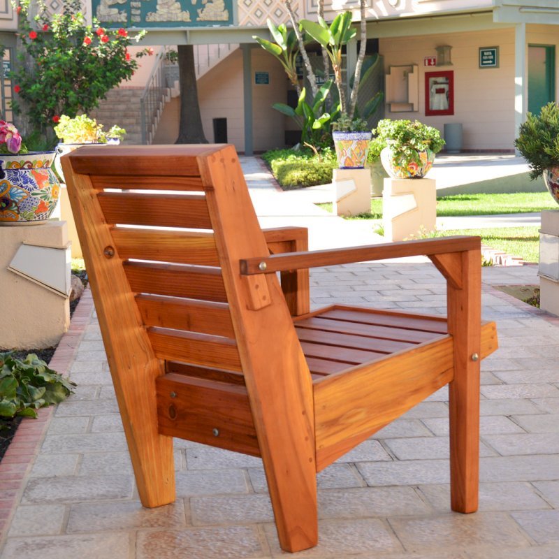 Kari's Modern Wood Chair (Options: California Redwood, Standard Seat Height (14" H seat), No Cushion, Transparent Premium Sealant) Kari's Modern Wood Chair (Options: California Redwood, Standard Seat Height (14" H seat), No Cushion, Transparent Premium Sealant)