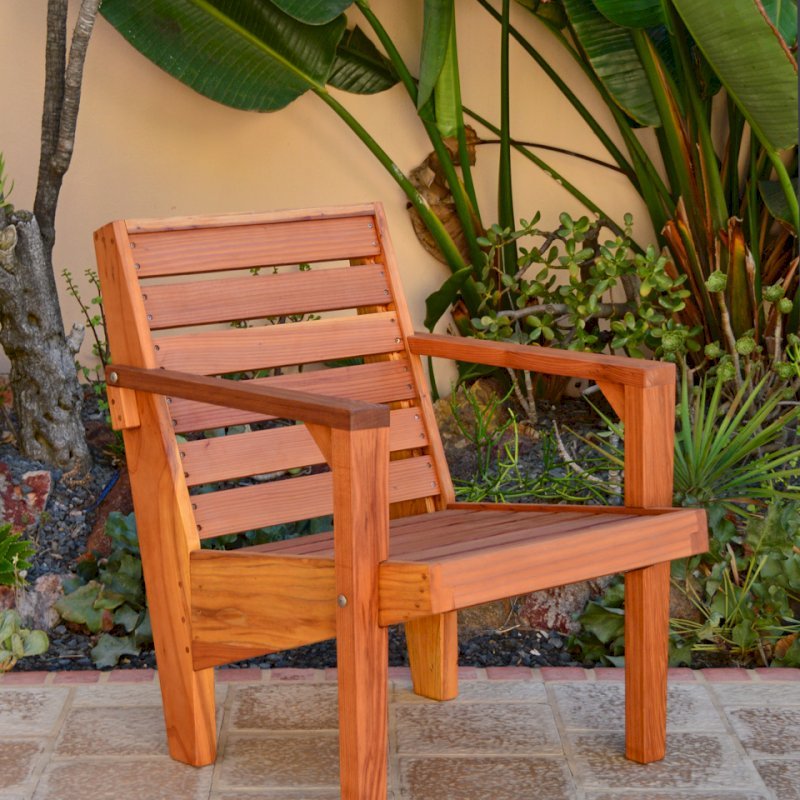 Kari's Modern Wood Chair (Options: California Redwood, Standard Seat Height (14" H seat), No Cushion, Transparent Premium Sealant) Kari's Modern Wood Chair (Options: California Redwood, Standard Seat Height (14" H seat), No Cushion, Transparent Premium Sealant)