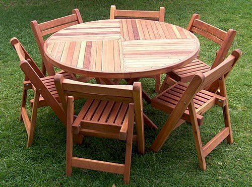 Round Wooden Folding Table Custom, Round Wooden Garden Table And 6 Chairs