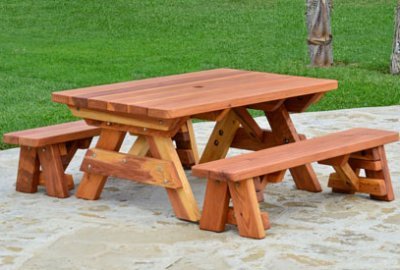 Kid Size Wood Picnic Table (Unattached Benches)