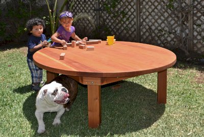 Kid's Round Outdoor Wood Table