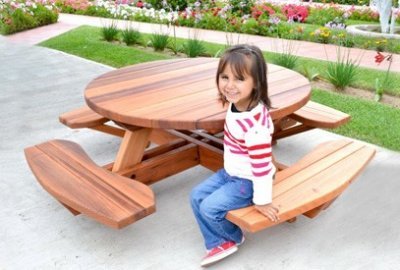 Kid's Round Wood Picnic Table Kit