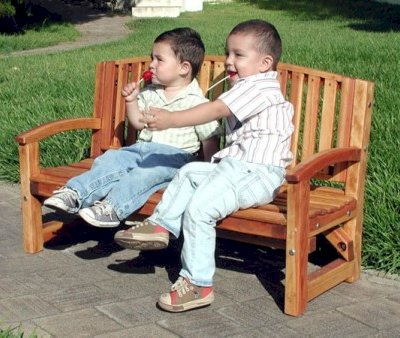 Kid's Wood Luna Bench (Options: California Redwood, No Cushion, No Engraving, Transparent Premium Sealant).