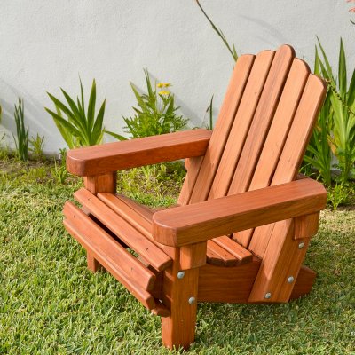Kid's Wooden Adirondack Chair (Options: Mature Redwood, No Cushion, Transparent Premium Sealant).